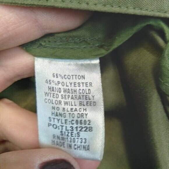 Umgee Womens Utility Jacket Size Small Olive Green Double Breasted Hooded BOHO - Picture 5 of 12